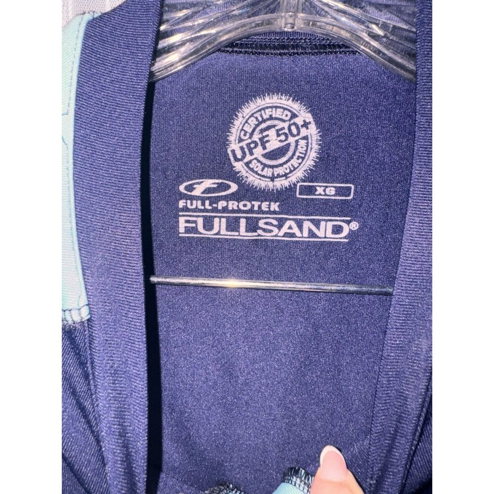Fullsand Womens UPF 50+ Long Sleeve Swim Shirt Rash Guard XG Navy & Light Blue - Picture 3 of 4